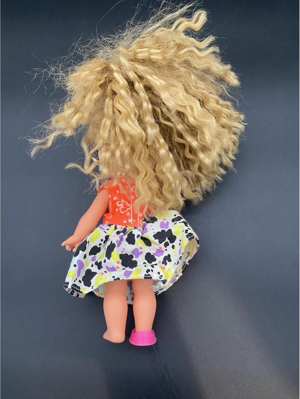 Wee Lil Miss Rock Star Doll w Retro Cat Outfit - 1990 Mattel - 7" - Missing Shoe - Picture 2 of 9